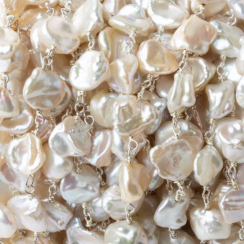 White irregular pearl, selling AA+ keshi pearl,free form pearls, cultured pearl strand 16-25x20-40mm PB1182