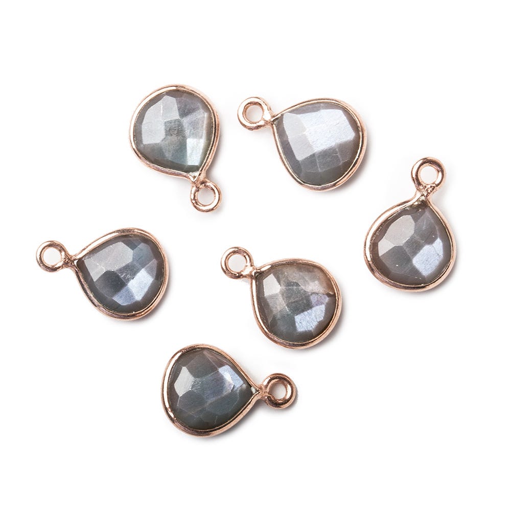 9x9mm Rose Gold Bezeled Chocolate Brown Moonstone Heart Pendant 1 piece - Beadsofcambay.com