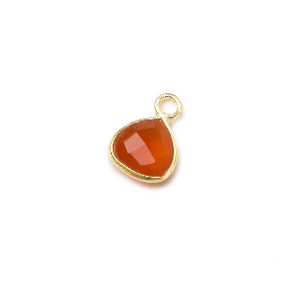 9x9mm Vermeil Bezeled Orange Chalcedony Triangle Pendant 1 piece - Beadsofcambay.com