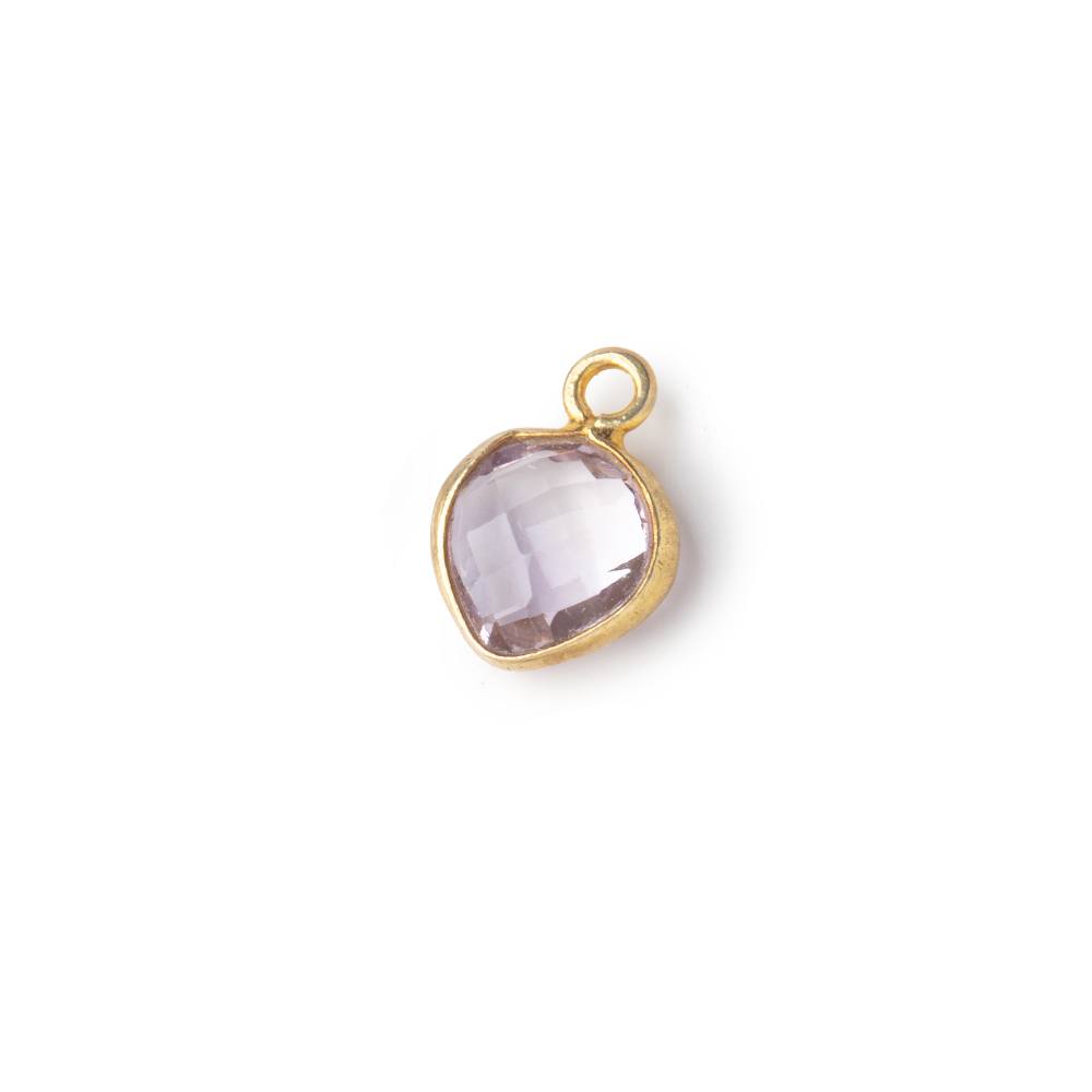 9x9mm Vermeil Bezeled Pink Amethyst Faceted Heart Pendant 1 Focal Piece - Beadsofcambay.com