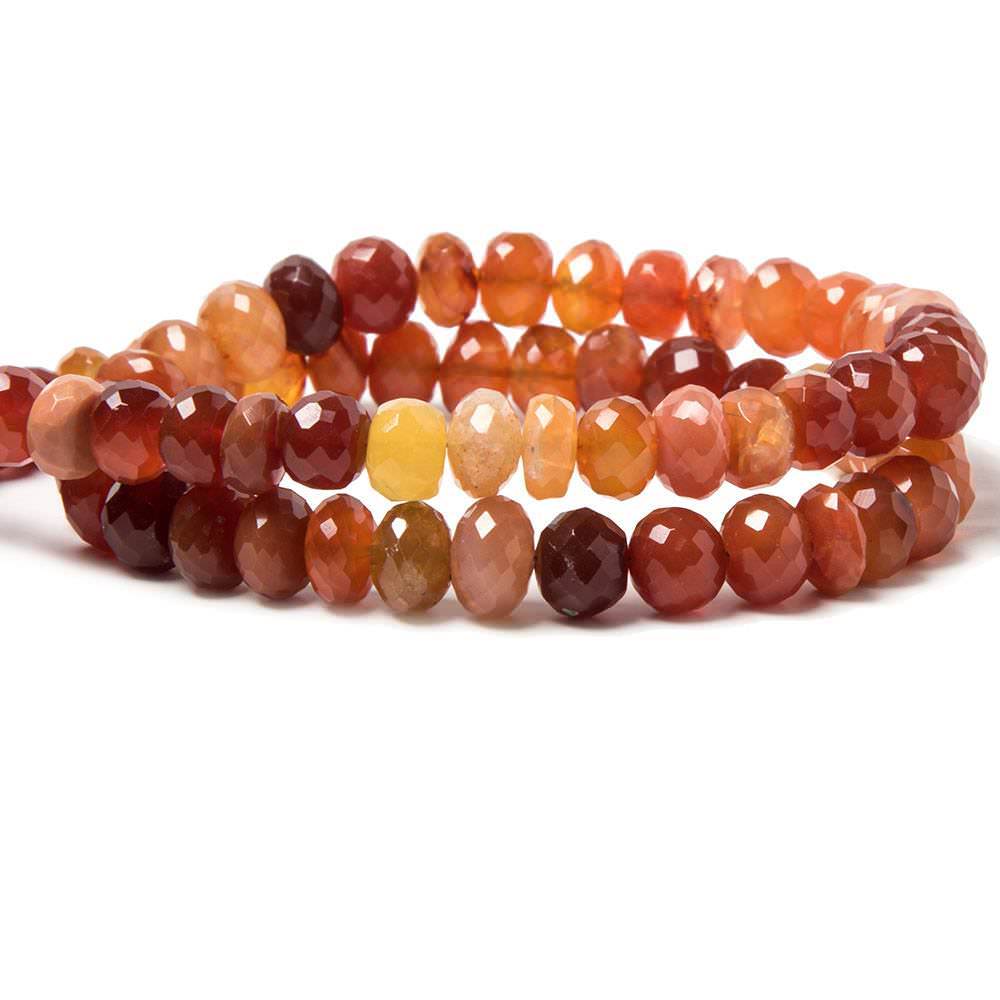 Carnelian Faceted Rondelles Beads, 15.75 inch, 6-8mm diameter, 78 pieces - Beadsofcambay.com