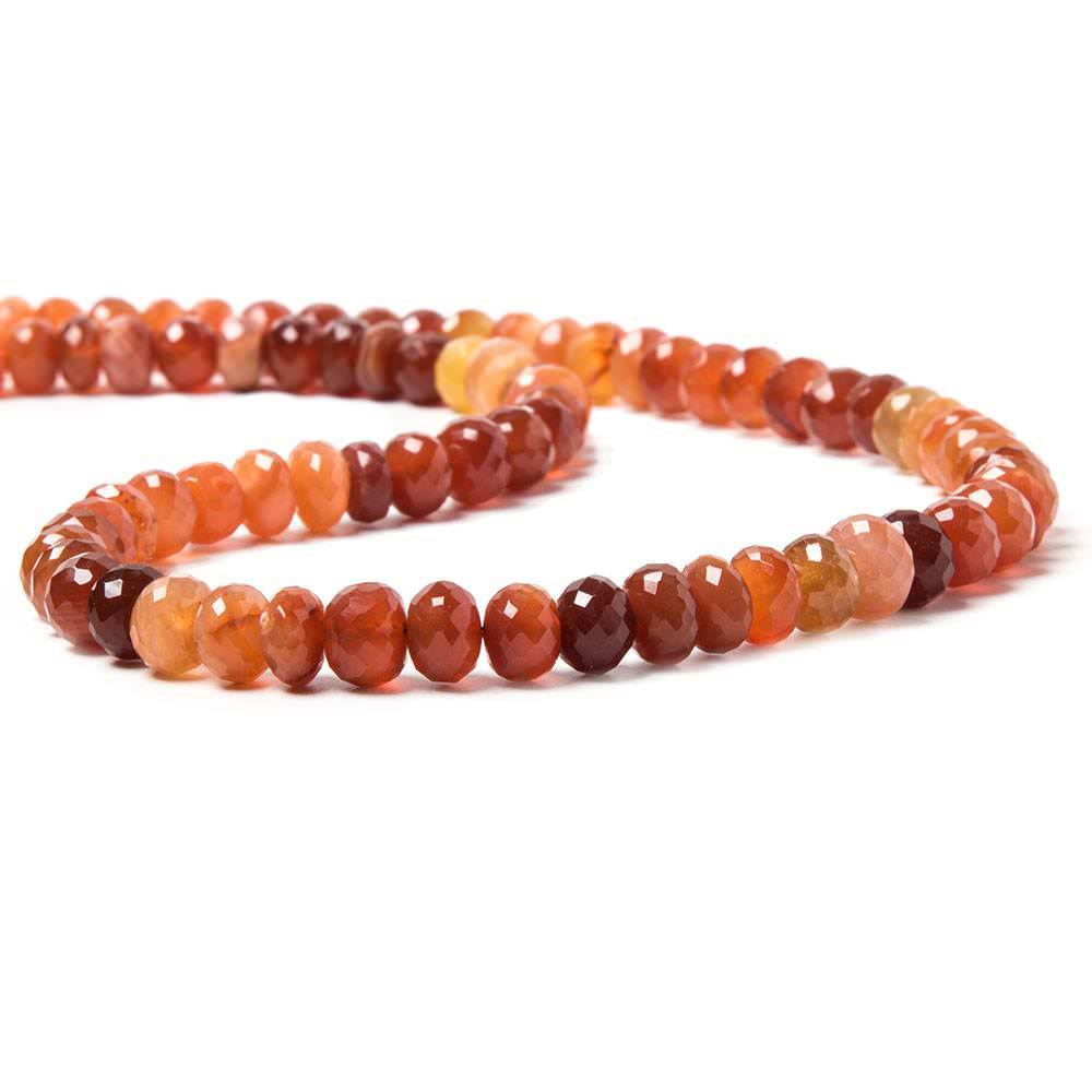 Carnelian Faceted Rondelles Beads, 15.75 inch, 6-8mm diameter, 78 pieces - Beadsofcambay.com