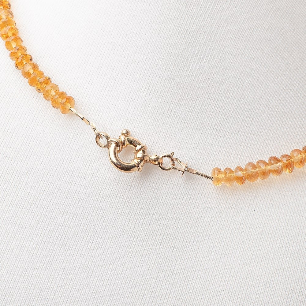 Citrine Faceted Rondelle Necklace with a 14kt Gold Clasp AAA - Beadsofcambay.com