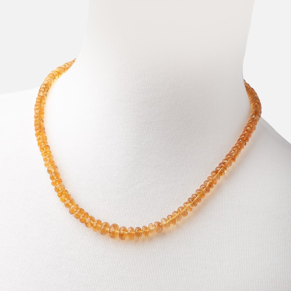 Citrine Faceted Rondelle Necklace with a 14kt Gold Clasp AAA - Beadsofcambay.com