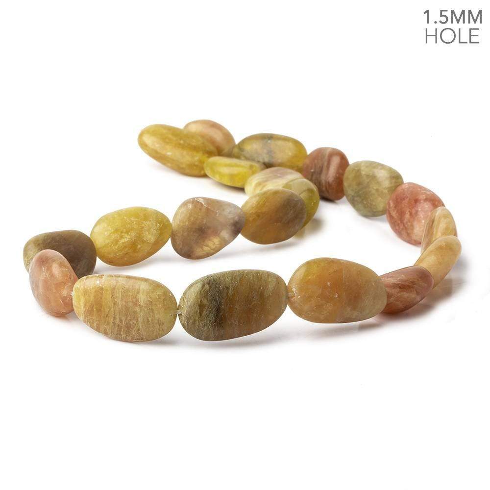 Matte Golden Tourmaline plain nuggets 16 inch 20 large hole beads 16x13-25x14mm - Beadsofcambay.com