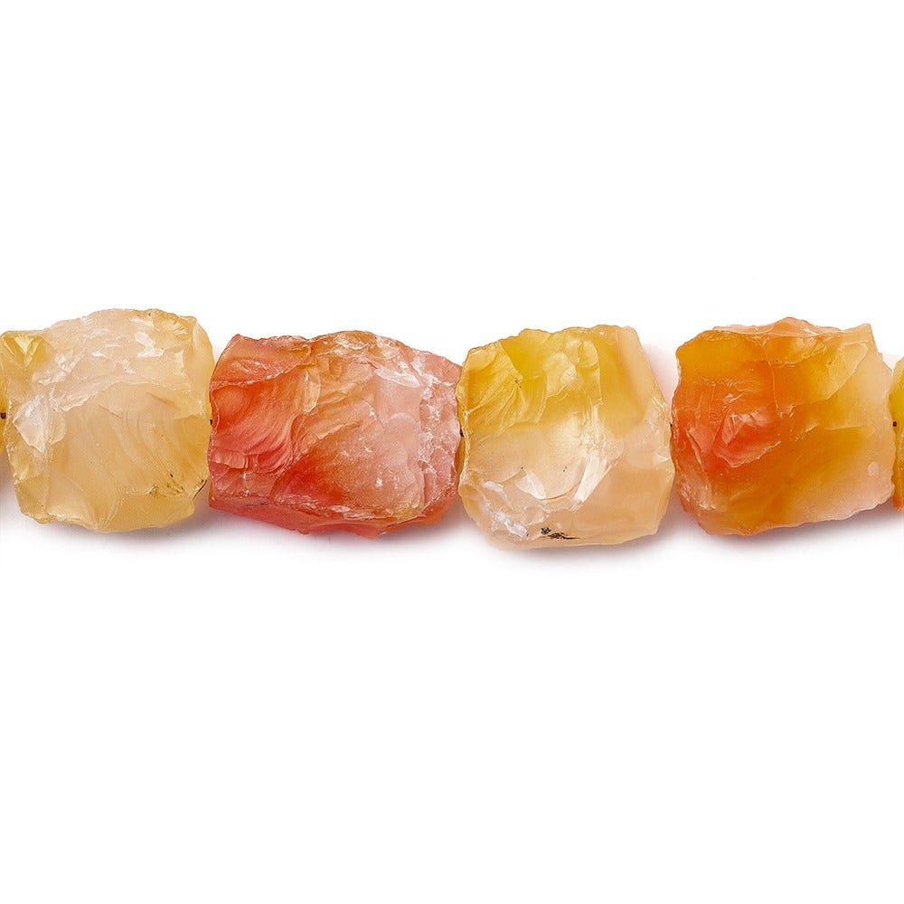 Yellowish Orange Agate Beads Hammer Faceted Square - Beadsofcambay.com